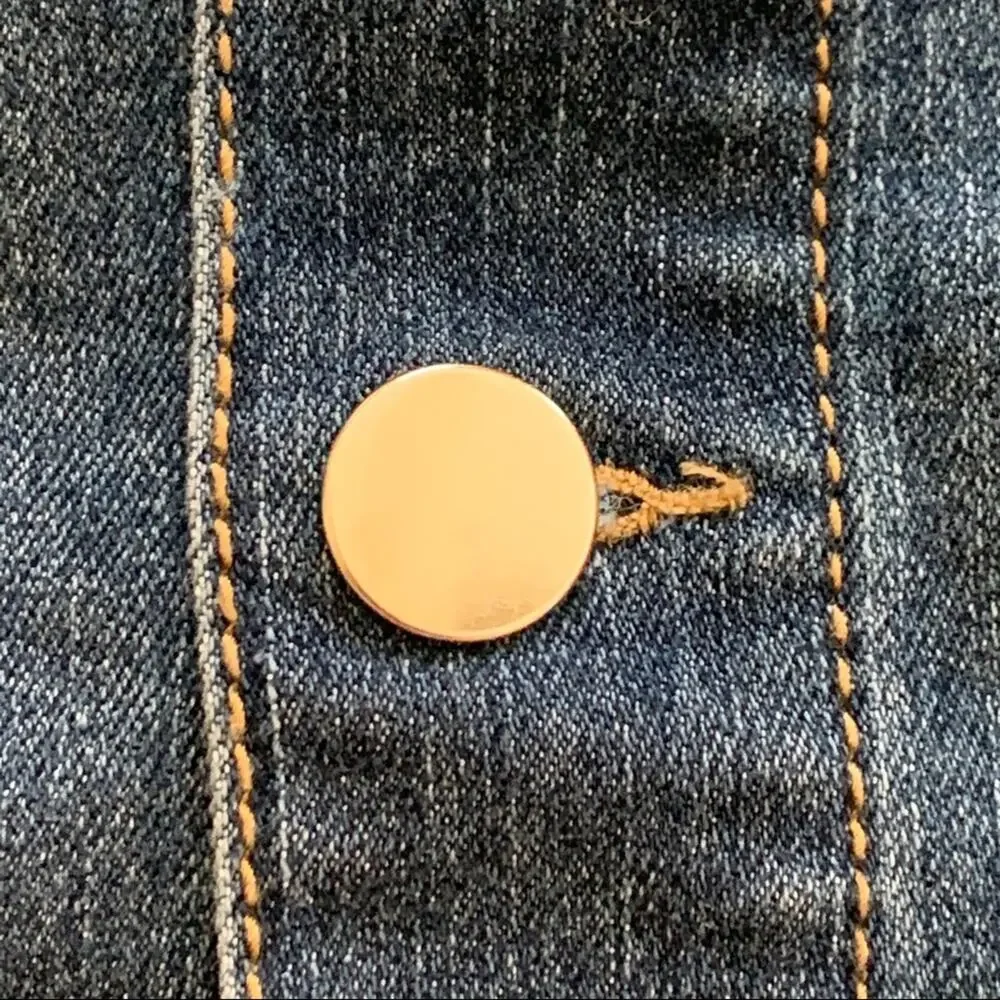 Tinseltown Jean Mini Skirt Blue Silver Button Front Denim Jean Mini Skirt Size 8 - Picture 6 of 7